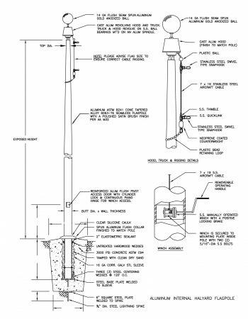Internal Winch Flagpole Drawing