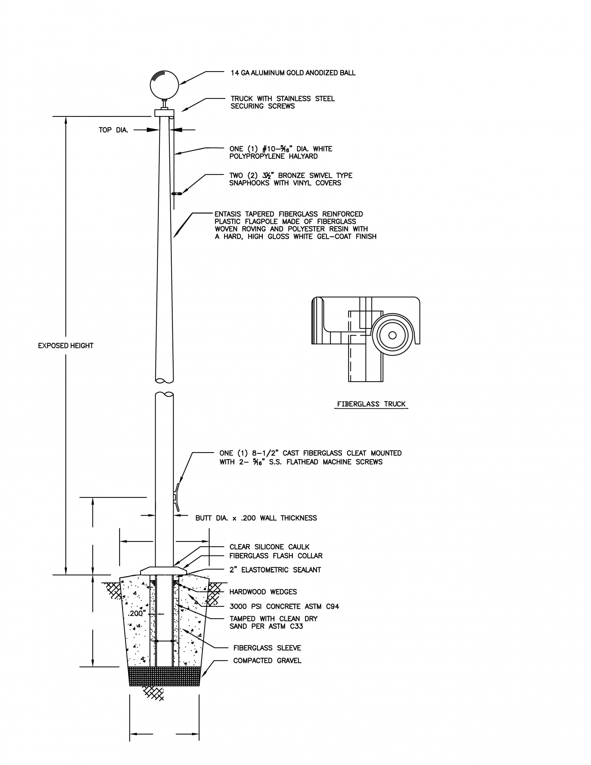 Fiberglass Ground Set Flagpole